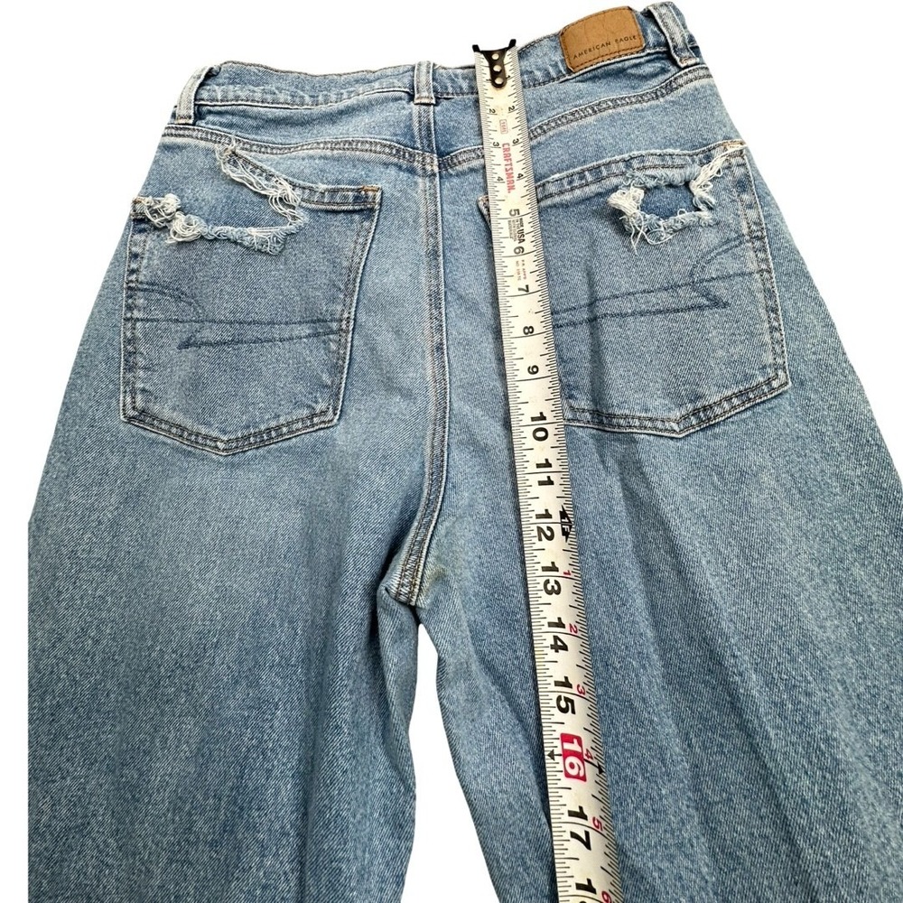 American Eagle Jeans Womens 6 Blue Highest Rise Baggy Straight Ripped Distressed - Picture 10 of 15